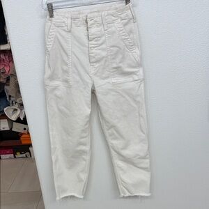 MOTHER Women's White Cargo Jeans